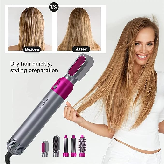 5 in 1 Multifunctional Hair Dryer Styling Tool, Detachable 5-in-1 Multi-Head Hot Air Comb